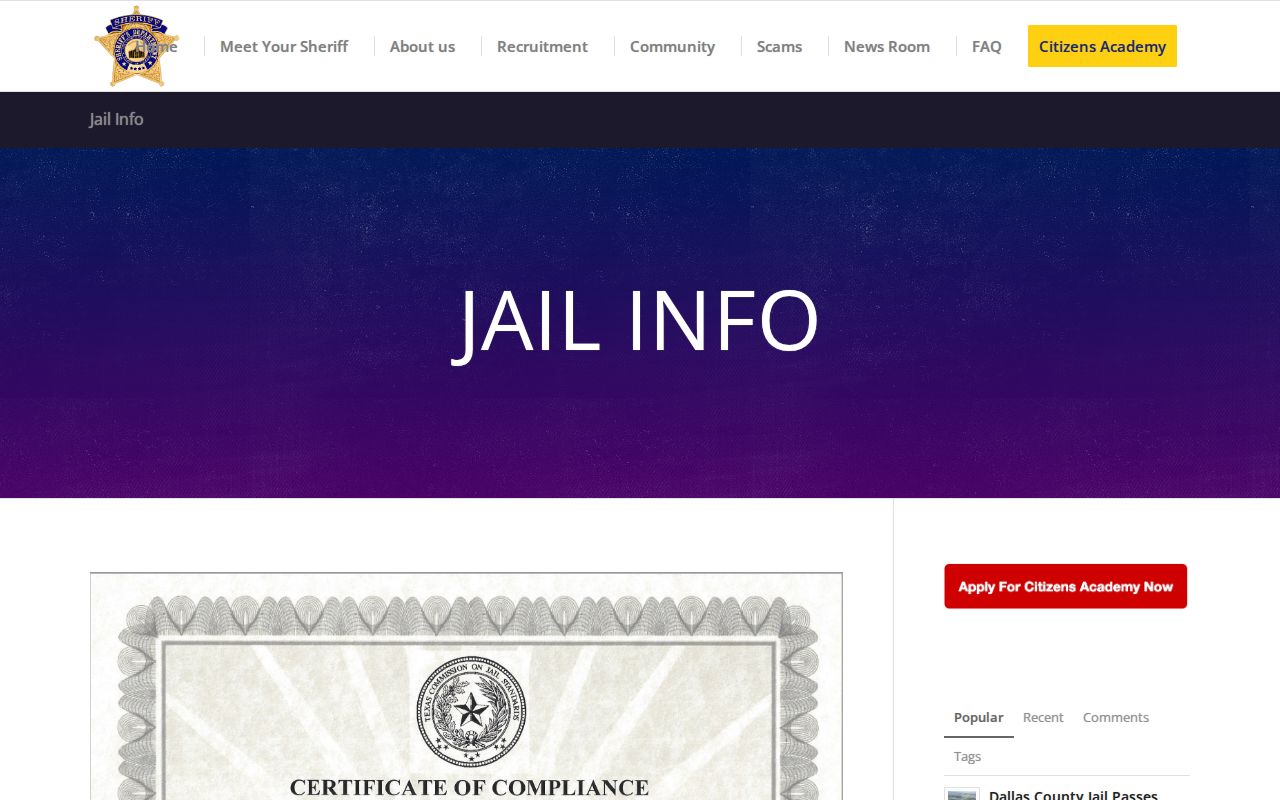 Dallas County 24-hour release jail status fallback