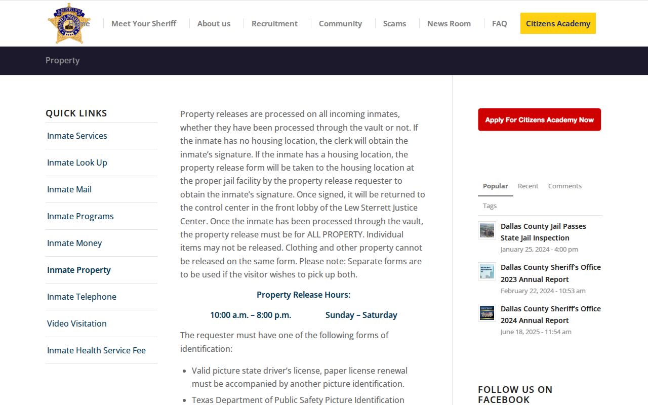 Lew Sterrett release property instructions in Dallas County