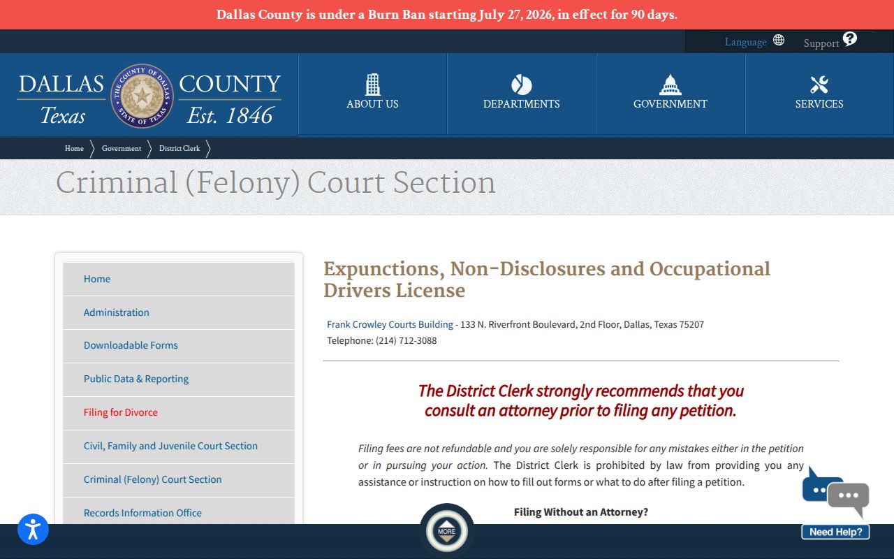 Dallas County released inmate mugshot expunction and nondisclosure rules
